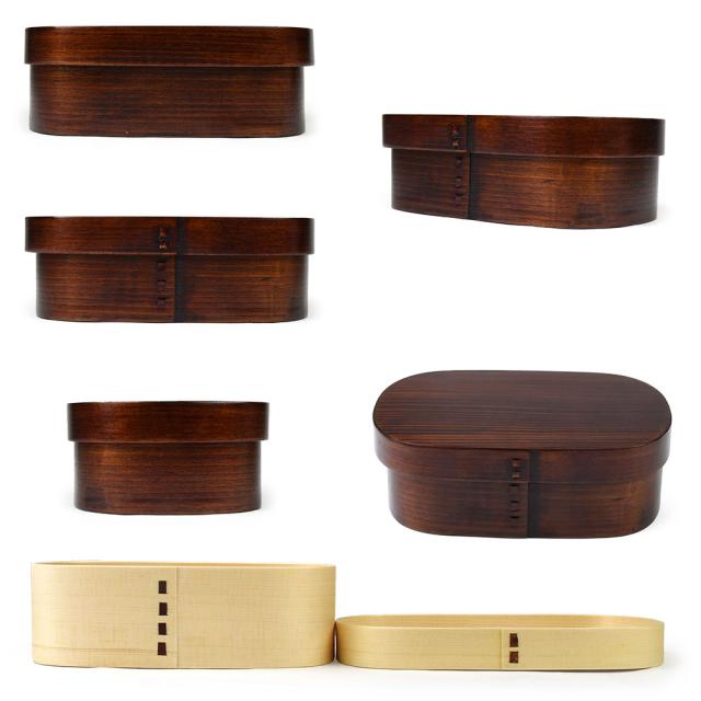 丸みが可愛いかぶせ蓋胴張型の１段曲げわっぱです。