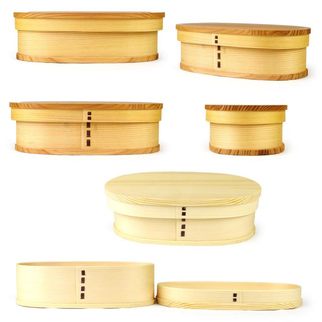 丸みが可愛い１段かぶせ蓋小判型（中）曲げわっぱです。