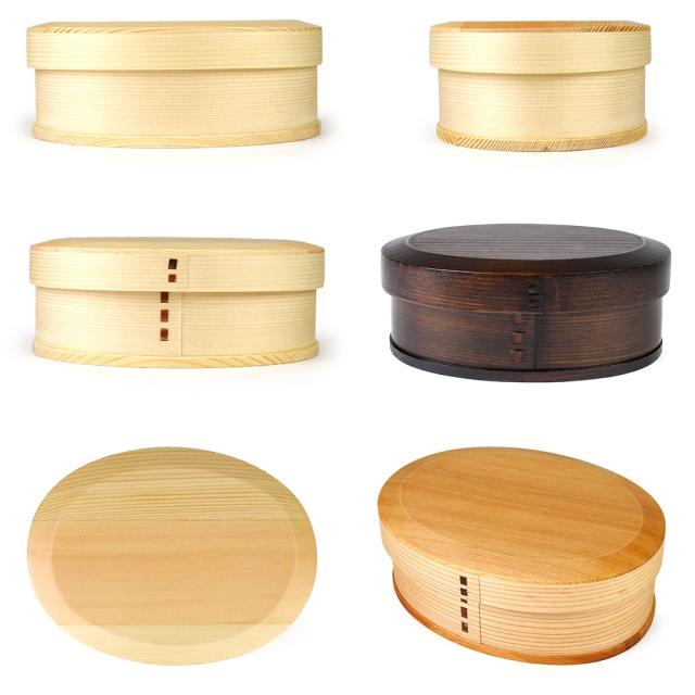 丸みが可愛い１段かぶせ蓋新小判型（大）曲げわっぱです。