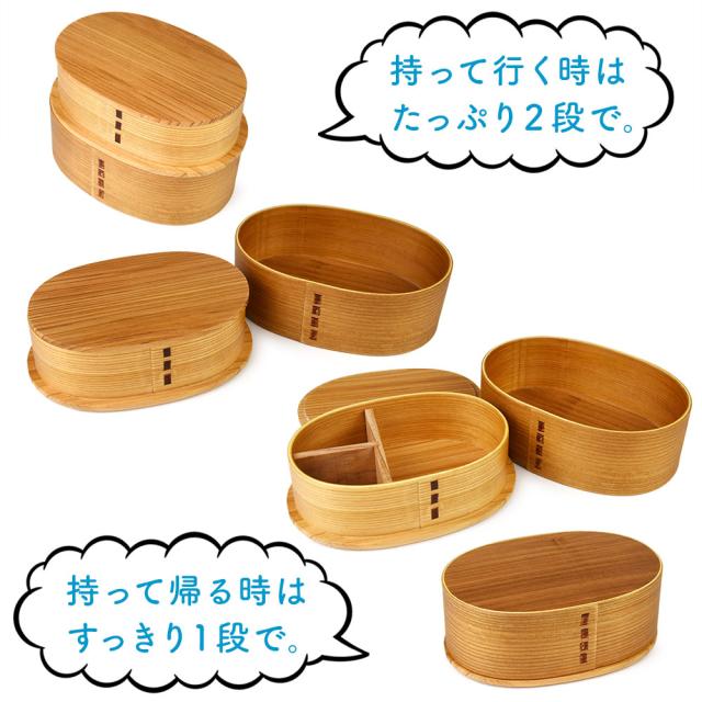 持っていく時は２段で、持ち帰る時は１段だから便利にお使いいただけます。