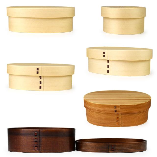 シンプルな小判型の1段曲げわっぱです。