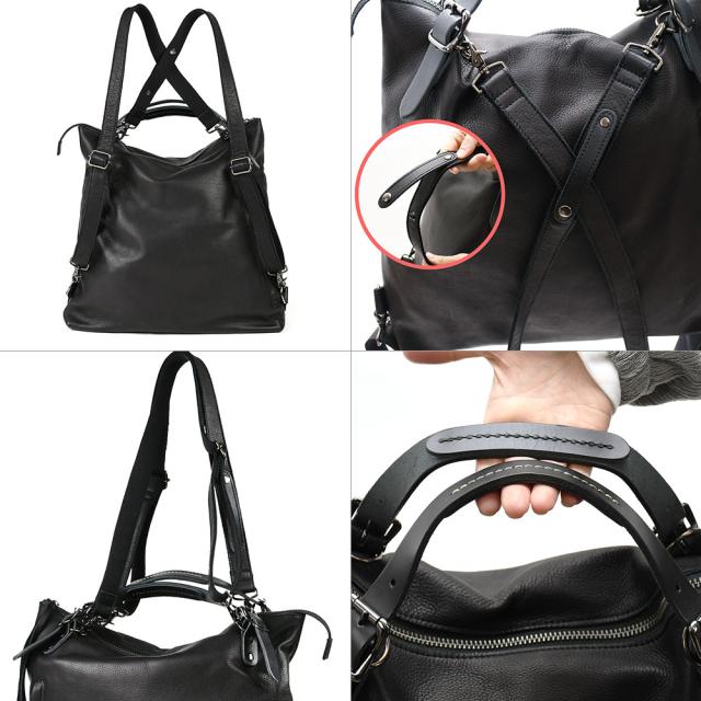 リュックサックとして使用する際には、２本のベルトを交差させて下部に取り付けられたD環を使用します。