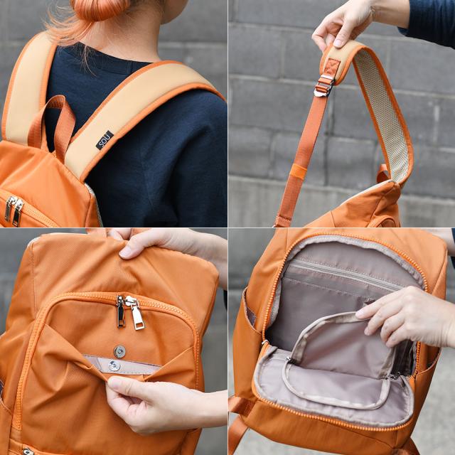 ショルダーベルトは太くて柔らかい素材を使用することにより、荷重分散がされて肩が痛くなりにくくなっております。