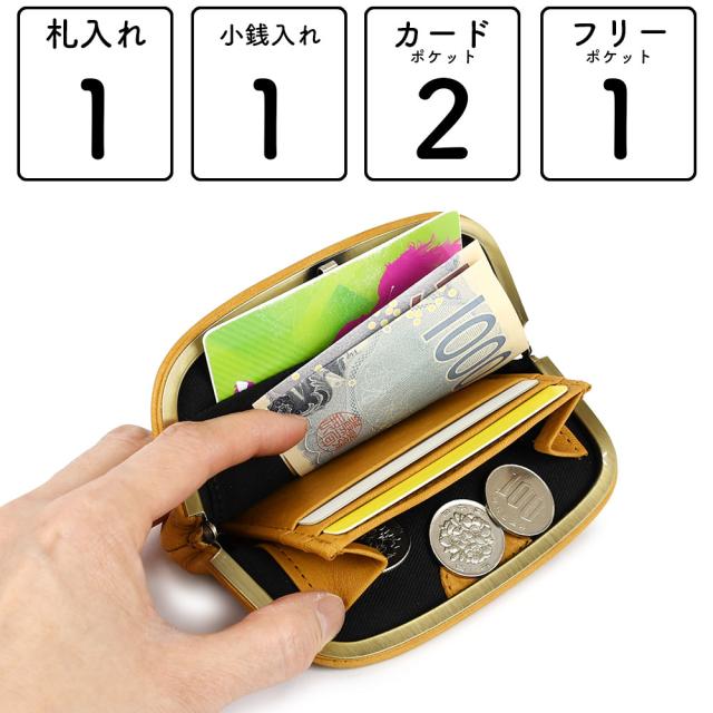 内側には札入れ、フリーポケット、小銭入れ、カードポケット×2があります。