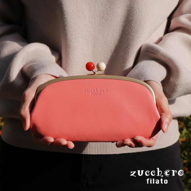 親子がま口財布 長財布 レディース 本革 がまぐち アクリル玉 日本製 水玉生地 Zucchero filato ズッケロフィラート ドット柄  ロングウォレット レザー 経年変化 メイドインジャパンの通販はau PAY マーケット - おさいふやさん | au PAY マーケット－通販サイト