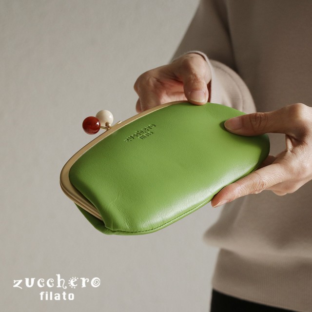 親子がま口財布 長財布 レディース 本革 がまぐち アクリル玉 日本製 水玉生地 Zucchero filato ズッケロフィラート ドット柄  ロングウォレット レザー 経年変化 メイドインジャパンの通販はau PAY マーケット - おさいふやさん | au PAY マーケット－通販サイト