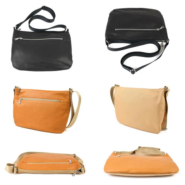 表側はレザー、裏面は帆布仕様の軽やかなデザインになっております。