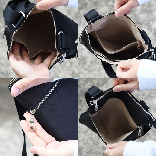 反対側にはファスナーポケットがありますので、貴重品の保管も安心です。