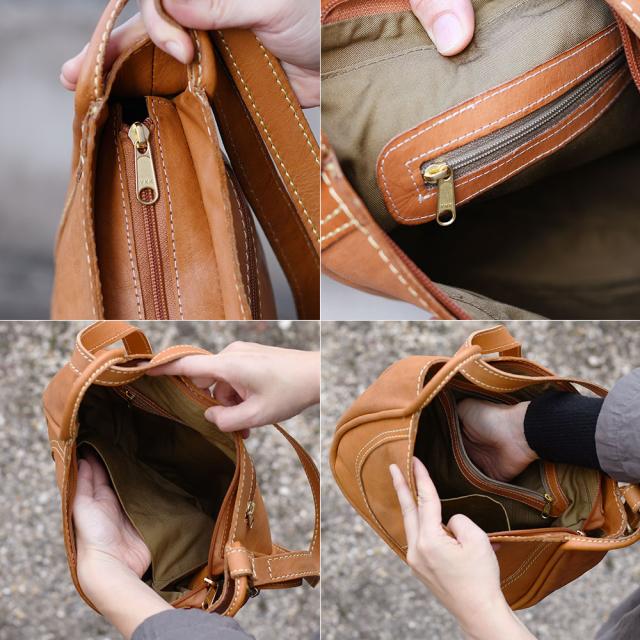 メインポケットはファスナー開閉になります。