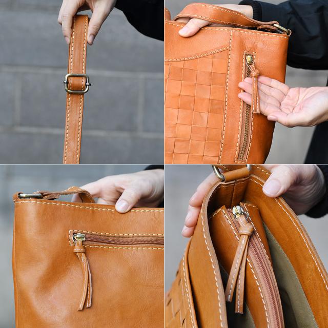 ショルダーベルトの長さは自由自在に調節可能ですので、斜め掛けでも肩掛けでもお好きな高さでお持ちいただけます。