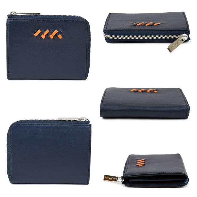 編み込みメッシュがアクセントのL字ファスナーミニ財布です。