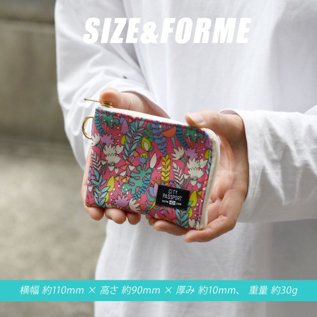 CITY PASSPORT ミニ財布 L字ファスナー 無地 蛍光 極薄財布 パス