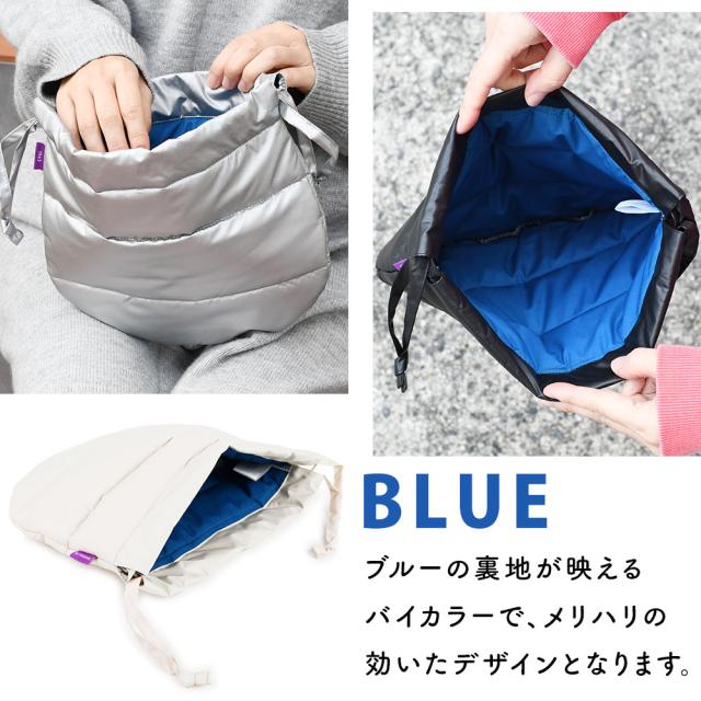 ブルーの裏地が映えるバイカラーでメリハリの効いたデザインとなります。