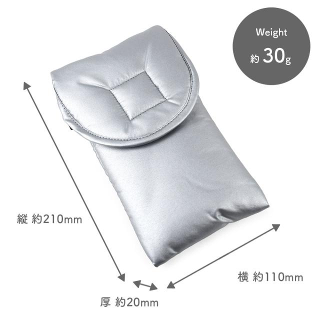 サイズ横幅約110mm、高さ約210mm、マチ幅約20mm、重量は約30gになります。