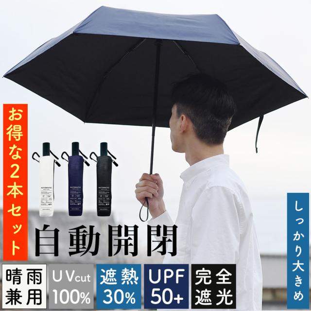 58cmメンズ自動開閉完全遮光晴雨兼用折りたたみ傘
