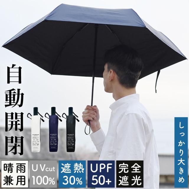 58cmメンズ自動開閉完全遮光晴雨兼用折りたたみ傘
