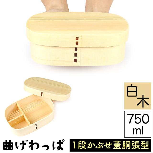 曲げわっぱ まげわっぱ 木製弁当箱 白木 スギ 杉 弁当箱 胴張型 小判形 小判型 かぶせ蓋 被せ蓋 １段 一段 750ml 男性向き 女性向き 高校生 大学生 中学生 ベルト付き 仕切り板付き ウレタンコーティング 油物OK 中性洗剤OK 丸型 楕円型 お櫃