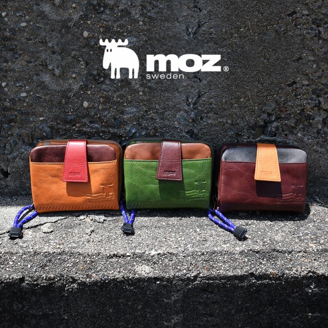 moz モズ 二つ折り財布 小銭入れ付き 本革 大容量 カードが
