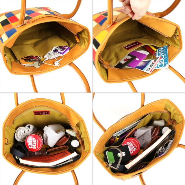 トライオン　パッチワーク トートバッグ　ブルー　メンズ　レディース　ユニセックス トライオン パッチワーク トートバッグ ブルー メンズ
