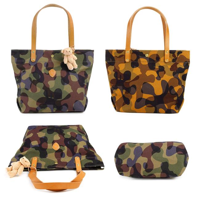 スクエア型の広マチ角底のトートバッグになります。