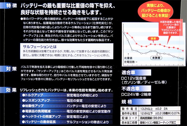 バッテリー劣化防止 サンダーアップ 車 サルフェーション除去 蓄電能力の回復 バッテリー寿命の延長 パルス発生器 ブレイス Bx 10の通販はau Pay マーケット ホットロード春日井西店