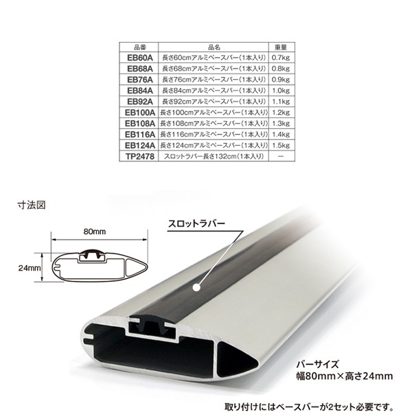 テルッツォ Terzo ベースキャリア ベースバーセット アルミベースバー 風切音低減 長さ108cm 1本入り Eb108aの通販はau Wowma ワウマ ホットロード春日井西店 商品ロットナンバー 296855281