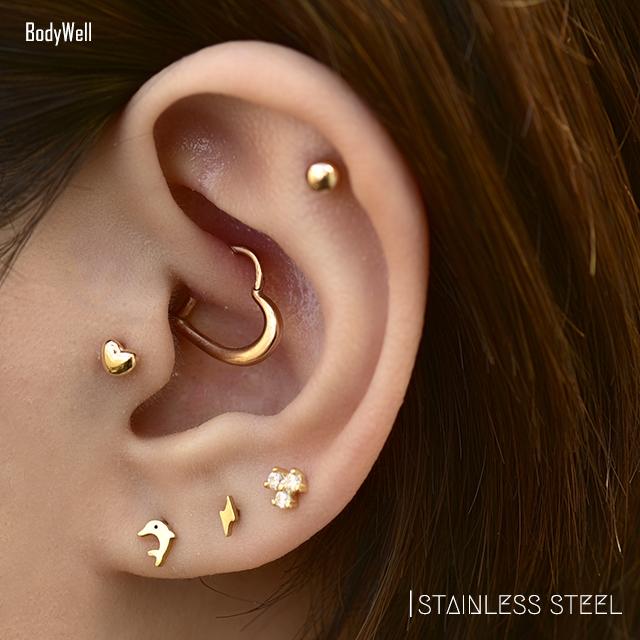 ★ K14 14K ぷっくり イルカ dolphin ゴールド ピアス ☆ K14 14K ぷっくり イルカ dolphin ゴールド ピアス