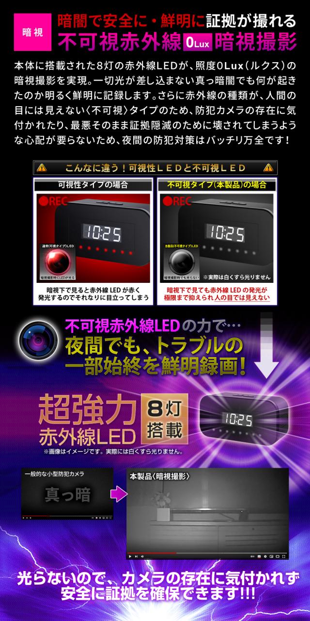 小型カメラ 隠しカメラ 防犯カメラ mc-od048 置時計型カメラ