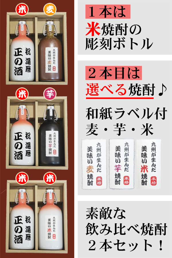 名入れ米焼酎と選べる焼酎のパターン