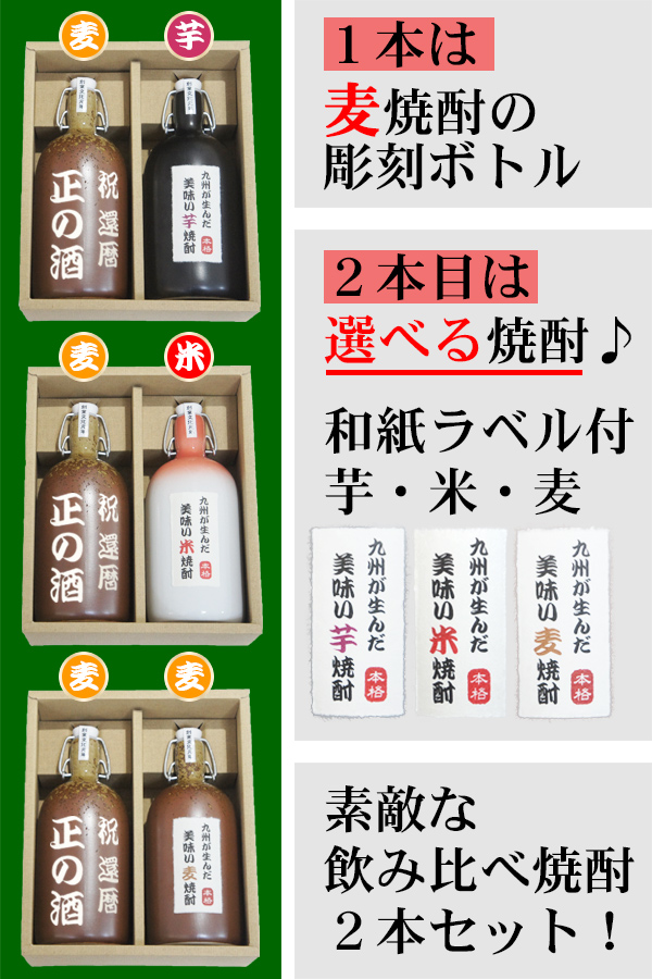 名入れ麦焼酎と選べる焼酎のパターン