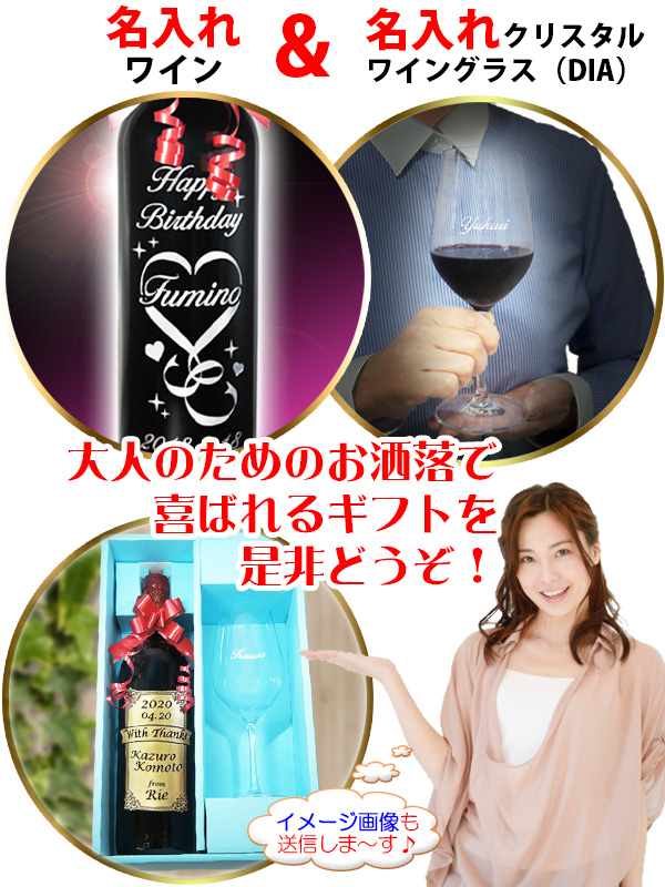 名入れワインと名入れワイングラス どうぞ
