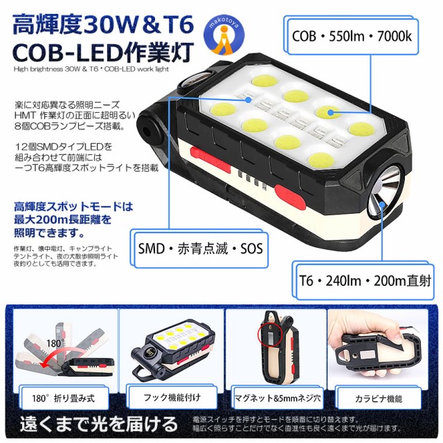 折り畳み式 作業灯ワークライト 超多機能 led懐中電灯 USB充電式 ハンディライト マグネット 夜間 緊急対応 夜釣り 軽量 4つ点灯モード  の通販はau PAY マーケット - まこと屋ネット | au PAY マーケット－通販サイト