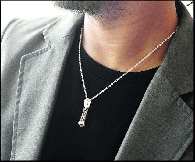 シルバーアクセサリー ネックレス メンズ ゴールド ZIP ジッパー