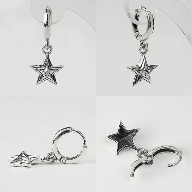 e.m. イーエム スター 星 ピアス 片耳用（キャッチなし） ピアス メンズ レディース シルバー925 星 スター ドロップ