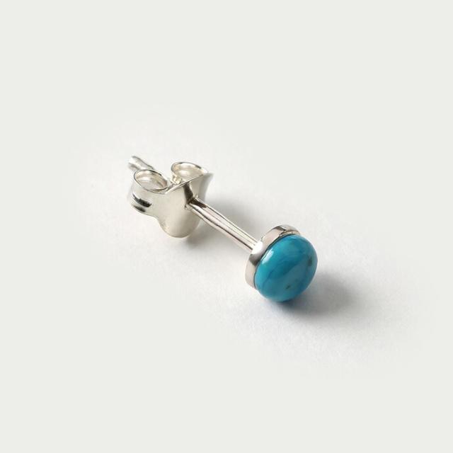 ターコイズピアス メンズ レディース シルバー925 片耳用 丸玉