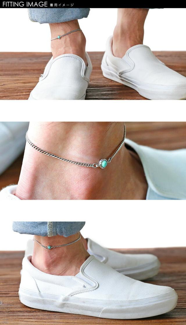喜平 アンクレット ターコイズカラー メンズ レディース シルバー925