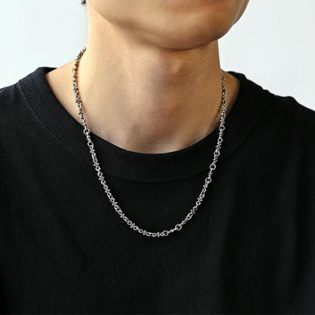 シルバー925 フラワーボールネックレス メンズ シルバー925 フラワーボールネックレス メンズ