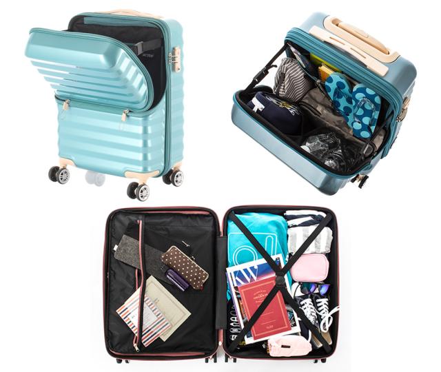 送料無料 ACTUS ハーフオープンキャリー 74-30490 33.5L アクタス ジッパーキャリー TSAロック スーツケース 双輪 キャリーケース キャリーバッグ トップ オープン キャリー トップオープン