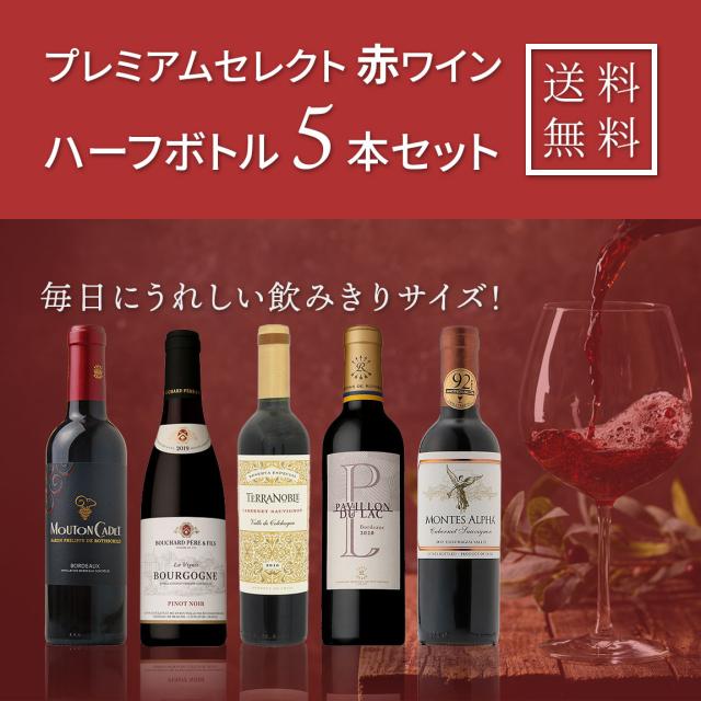 毎日にうれしい飲みきりサイズ! プレミアムセレクト赤ワイン ハーフボトル 5本セット 【送料無料】