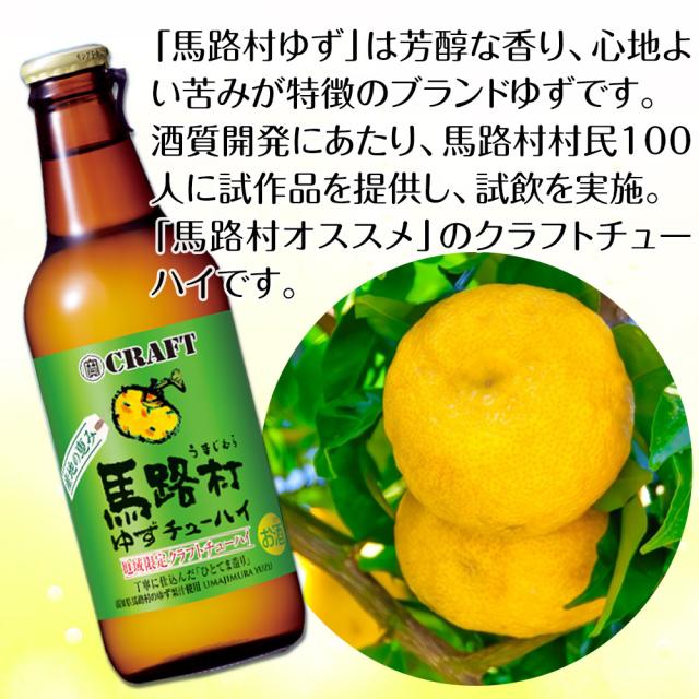 「馬路村ゆず」は芳醇な香り、心地よい苦みか特徴のブランドゆずです。酒質開発にあたり、馬路村村民100人に試作品を提供し、試飲を実施。「馬路村オススメ」のクラフトチューハイです。