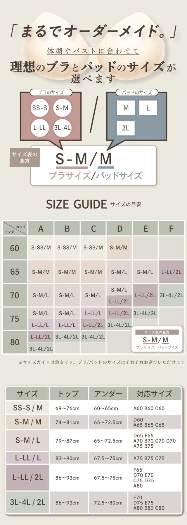 ナイトブラのサイズガイド