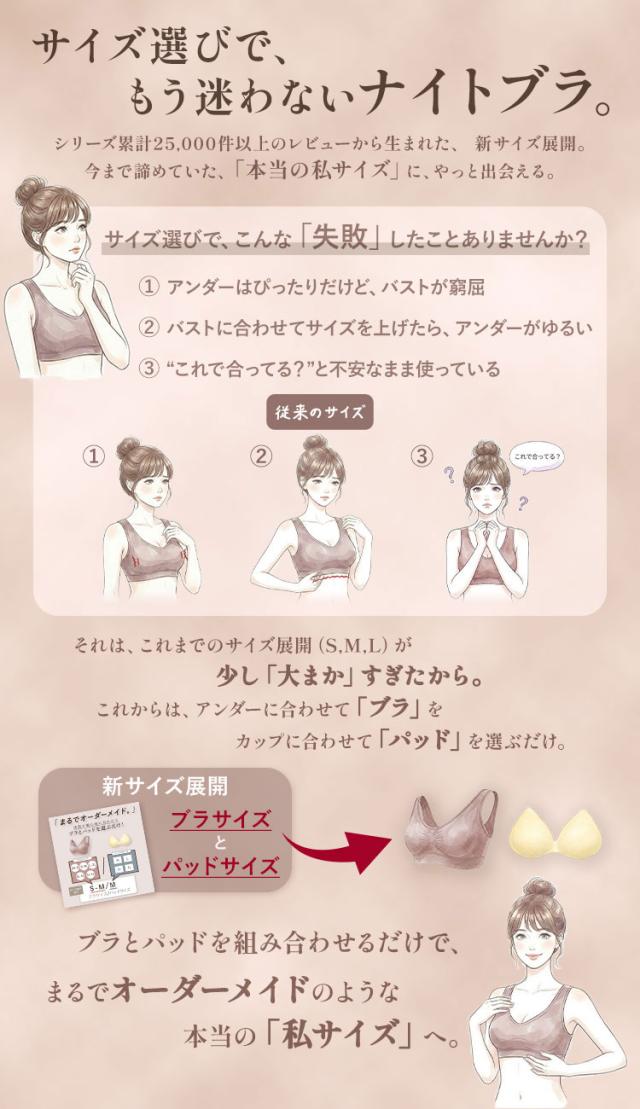 ブラとパッドを別々に選べるサイズ設計
