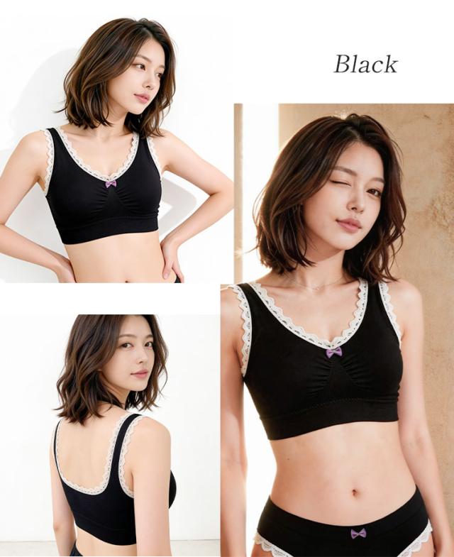 ブラックのレースブラと別売ショーツ