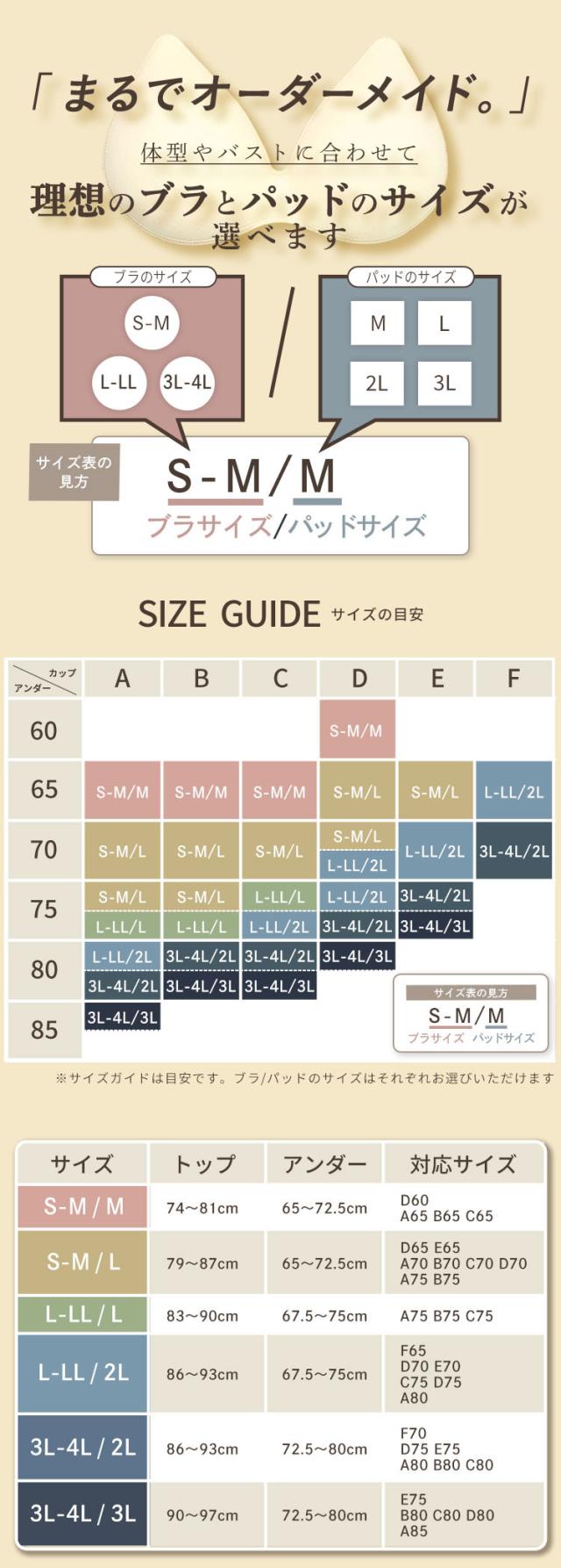ブラとパッドを別々に選べるナイトブラサイズガイド