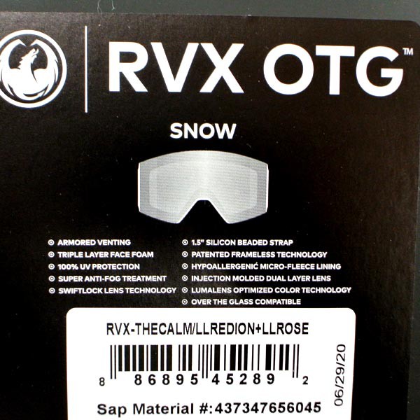 送料無料人気SALE DRAGON/ドラゴン SNOW GOGGLE RVX OTG THE CALM LUMALENS REDION/ROSE SNOWBOARDS GOGGLE スノーボード スキー ゴーグル スノボ 20-21 [の通販はau PAY マーケット - ｜商品ロットナンバー：493847234 爆買い低価