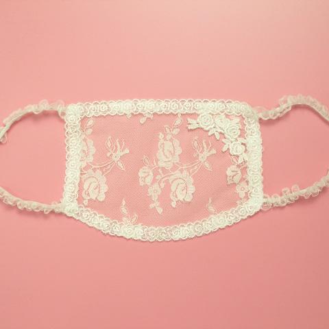 【当店オリジナル】わぁ!!何これ?マスクカバー・バラのお花のレースモチーフ付【マスクカバーのみ】