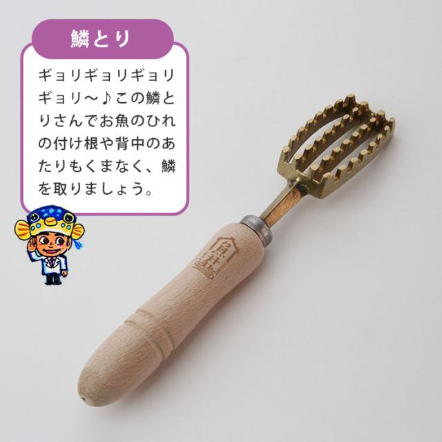 本体の刃先で表面をなでるようにして使うウロコ取り