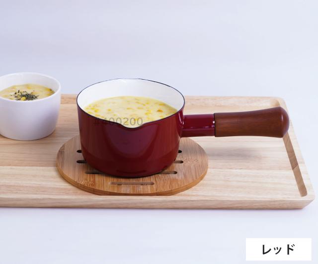 ナチュール 12cm ミルクパン レッド NA-12M.WR 富士ホーロー