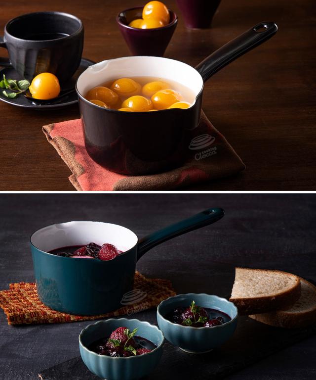 両側に注ぎ口がついているので、利き手を選ばず中身をカップやマグに注ぐことができます