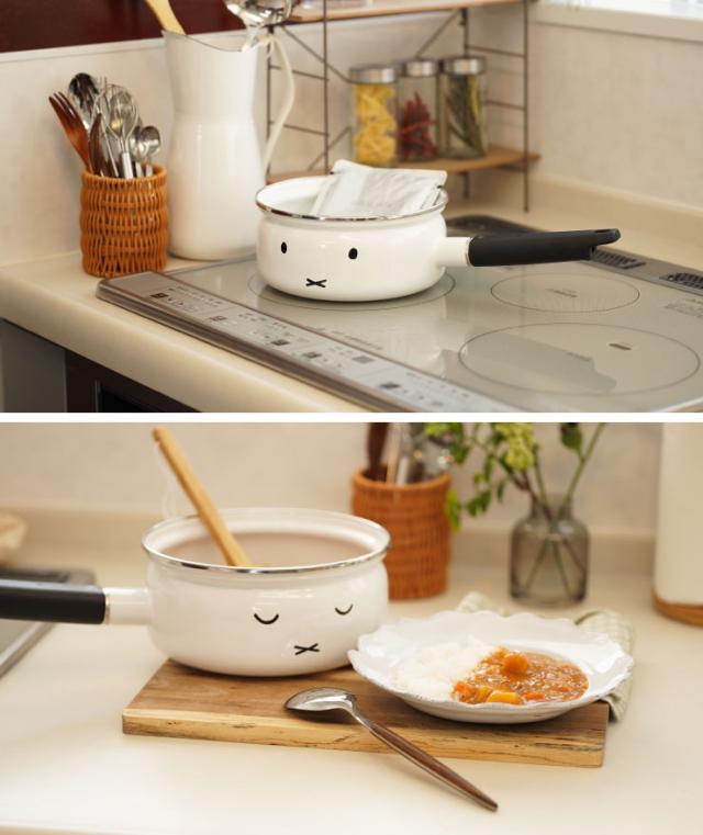 富士ホーロー,ミッフィーフェイス,2〜3人分のスープや、レトルト食品の温めなど